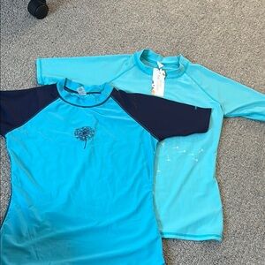 Blue Short-Sleeve Rashguard Swim Shirt